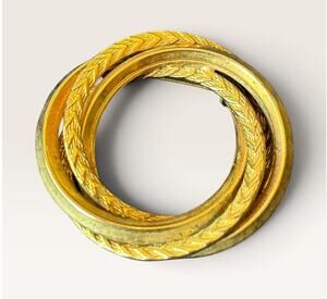 Vintage Gold Tone Triple Interlocking Rings Brooch